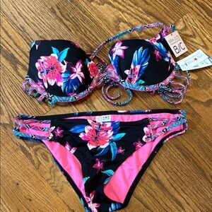 Sundazed floral black pink bikini